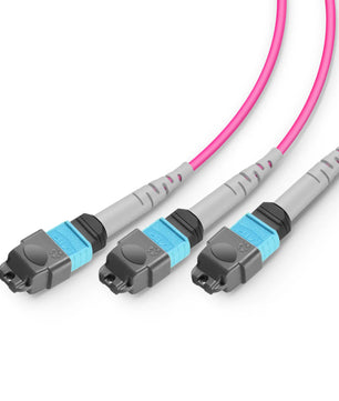 MTP® Breakout Cable, MTP®-24 UPC (Female) to 3 x MTP®-8 UPC (Female), 24 Fibers, Multimode (OM4), Plenum (OFNP), 0.35dB Max, Type B