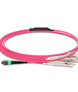MTP® Harness, MTP®-16 APC (Female) to 8 x LC UPC Duplex, 16 Fibers, Multimode (OM4), Plenum (OFNP), 0.35dB Max, Crossover