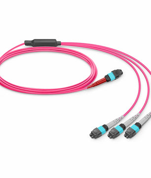 MTP® Breakout Cable, MTP®-24 UPC (Female) to 3 x MTP®-8 UPC (Female), 24 Fibers, Multimode (OM4), Plenum (OFNP), 0.35dB Max, Type B