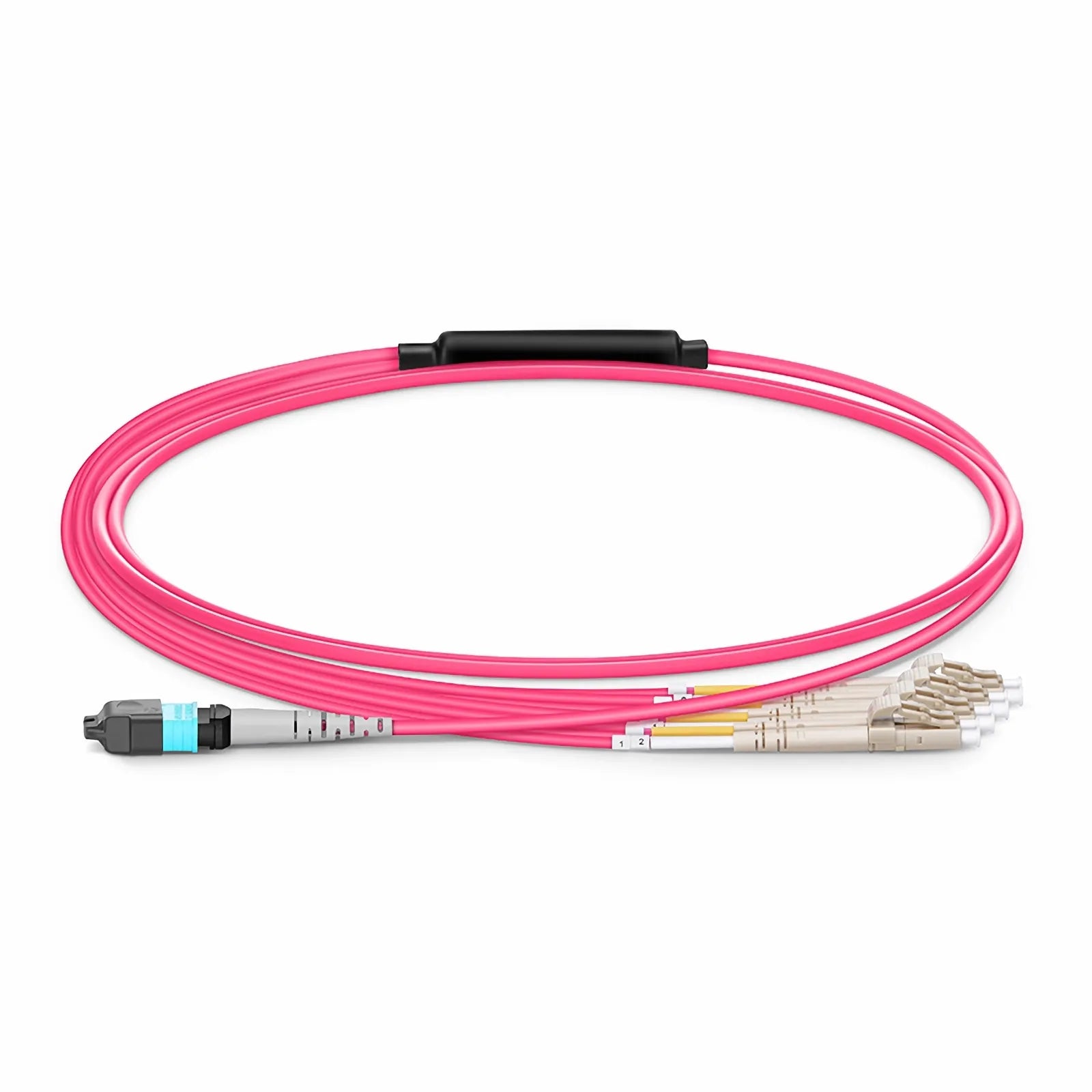 MTP® Harness, MTP®-8 UPC (Female) to 4 x LC UPC Duplex, 8 Fibers, Multimode (OM4), Plenum (OFNP), 0.35dB Max, Type B