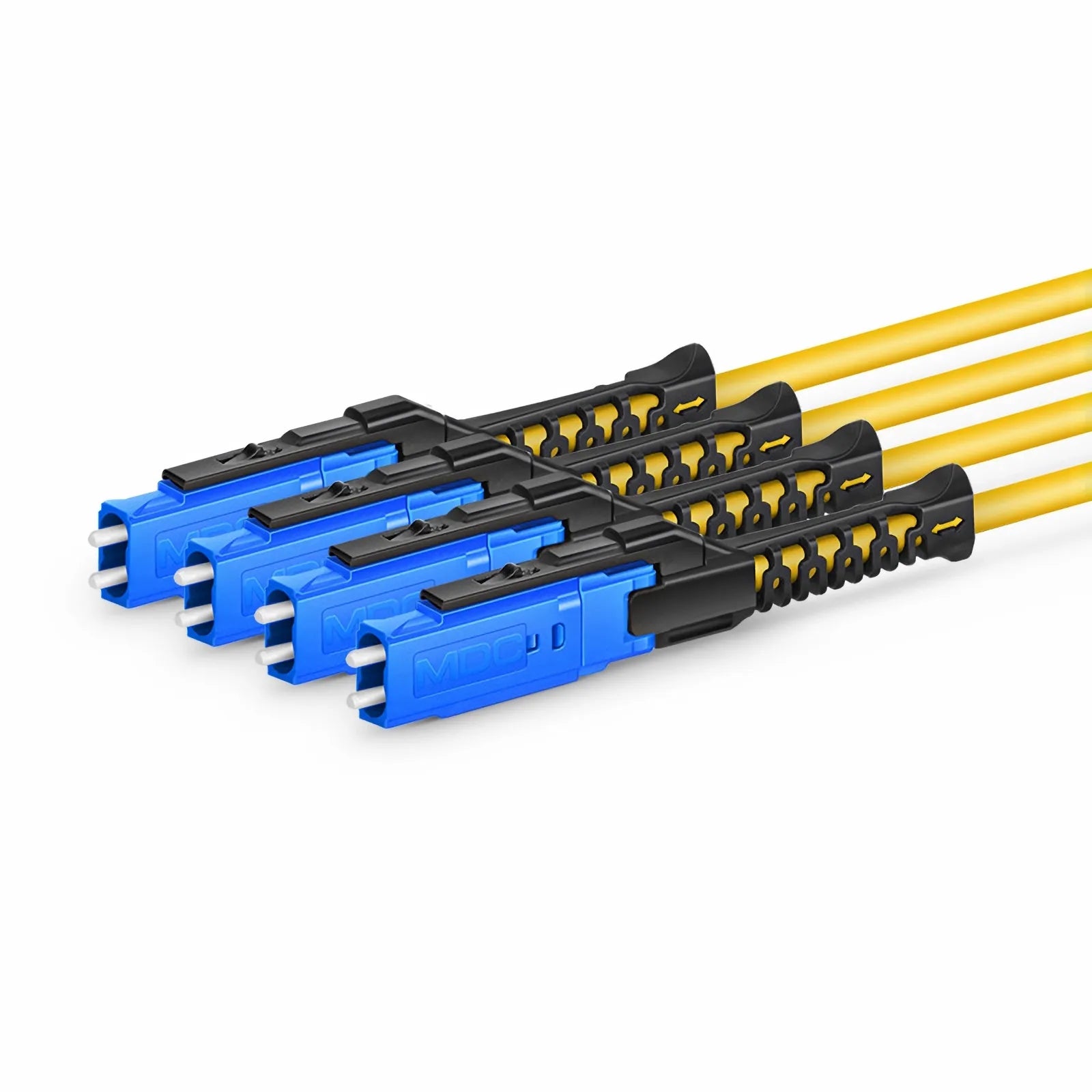 MTP® Harness, MTP®-8 APC (Female) to 4 MDC UPC Duplex, 8 Fibers, Single Mode (OS2), Plenum (OFNP), 0.35dB Max, Type B