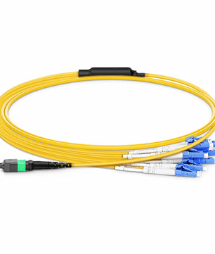 MTP® Harness, MTP®-16 APC (Female) to 8 x LC UPC Duplex, 16 Fibers, Multimode (OM4), Plenum (OFNP), 0.35dB Max, Crossover