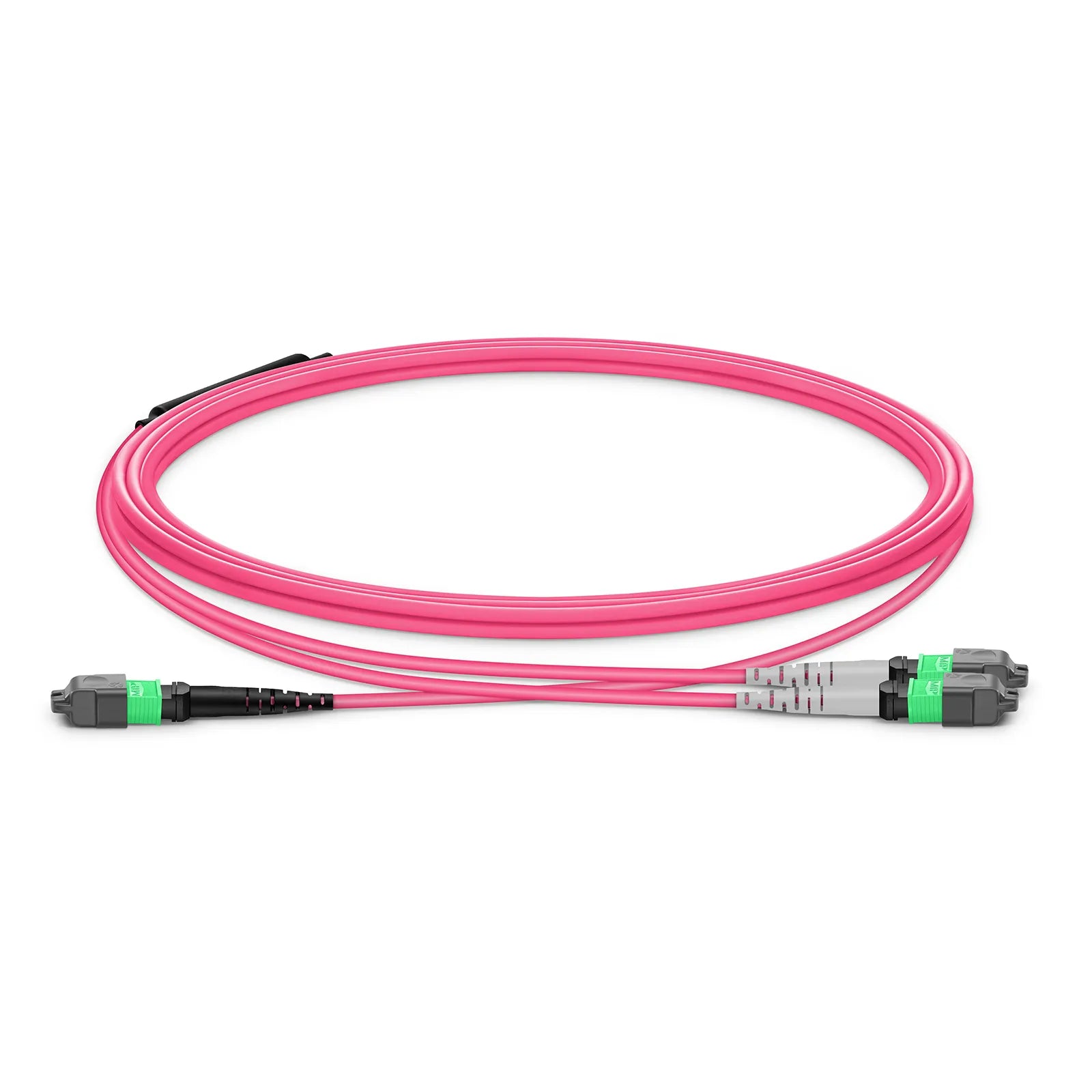 MTP® Breakout Cable, MTP®-16 APC (Female) to 2 x MTP®-8 APC (Female), 16 Fibers, Single Mode (OS2), Plenum (OFNP), 0.35dB Max, Crossove