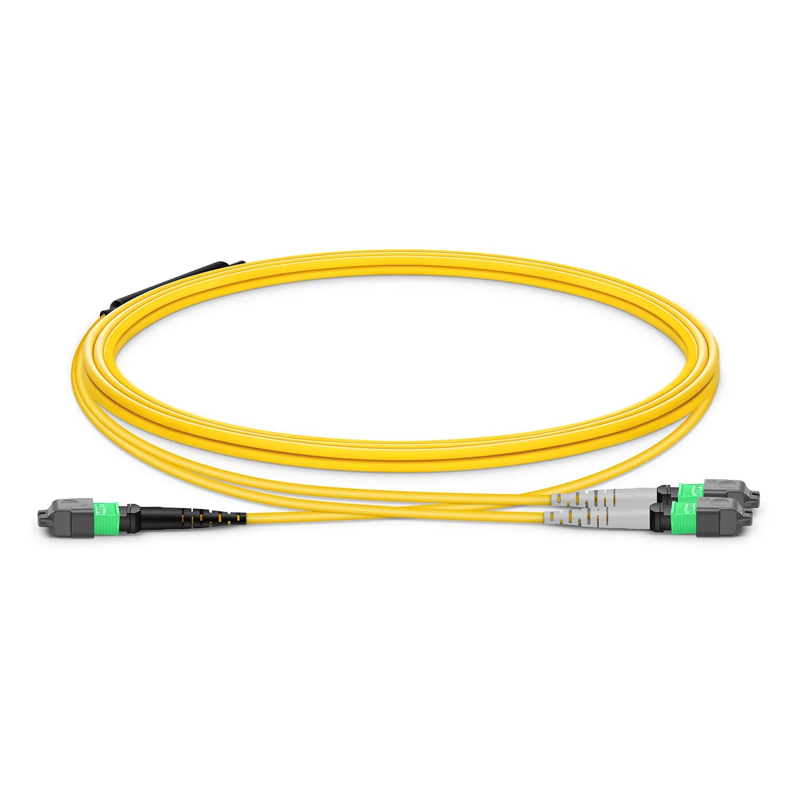 MTP® Breakout Cable, MTP®-16 APC (Female) to 2 x MTP®-8 APC (Female), 16 Fibers, Single Mode (OS2), Plenum (OFNP), 0.35dB Max, Crossove