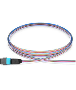 1m (3ft) MTP® Fiber Pigtail, MTP-12® UPC (Male) to Unterminated, 12 Fibers, Multimode (OM4), Unjacketed, 12-Color