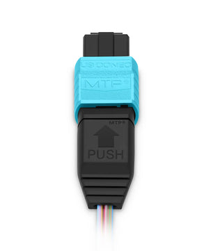 1m (3ft) MTP® Fiber Pigtail, MTP-12® UPC (Male) to Unterminated, 12 Fibers, Multimode (OM4), Unjacketed, 12-Color