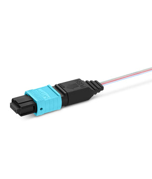 1m (3ft) MTP® Fiber Pigtail, MTP-12® UPC (Male) to Unterminated, 12 Fibers, Multimode (OM4), Unjacketed, 12-Color