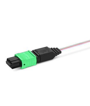 1m (3ft) MTP® Fiber Pigtail, MTP-12® UPC (Male) to Unterminated, 12 Fibers, Multimode (OM4), Unjacketed, 12-Color
