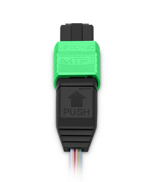 1m (3ft) MTP® Fiber Pigtail, MTP-12® UPC (Male) to Unterminated, 12 Fibers, Multimode (OM4), Unjacketed, 12-Color